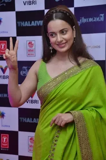 INDIAN ACTRESS KANGANA RANAUT IMAGES IN GREEN SAREE 8